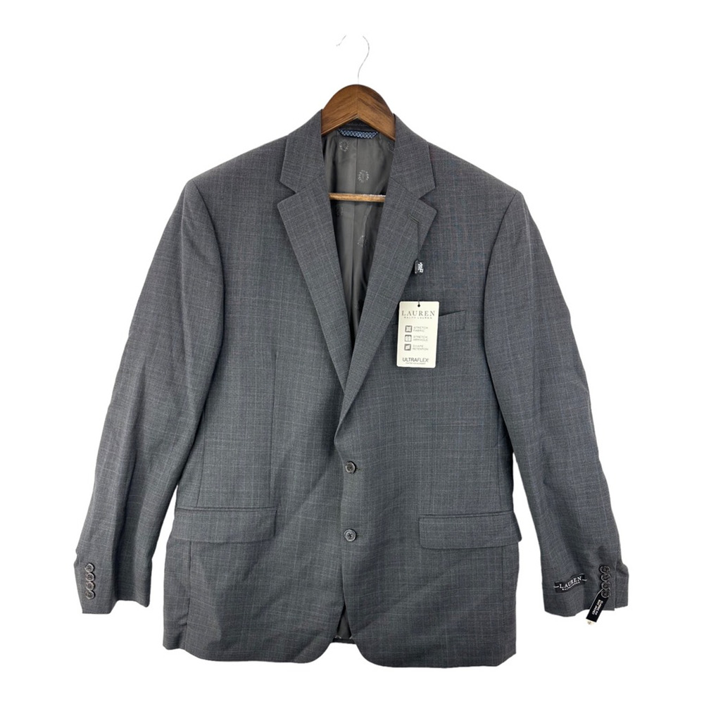 Lauren Ralph Lauren Mens Lancaster Suit Jacket Gray Wool Blend Stretch‎ 46L New